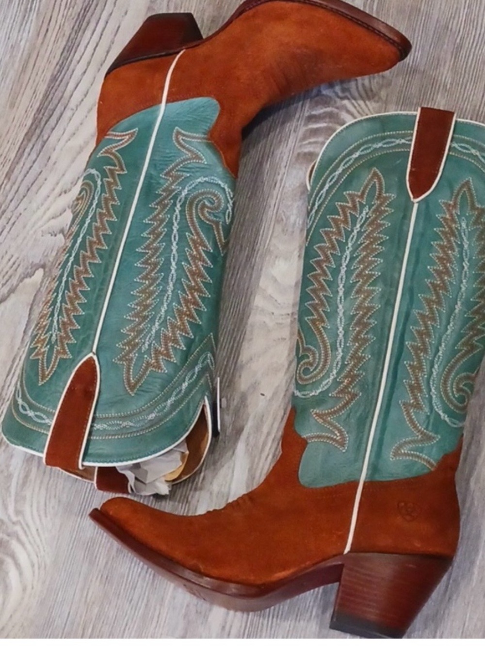 Ariat Brown and Teal Heeled Boots